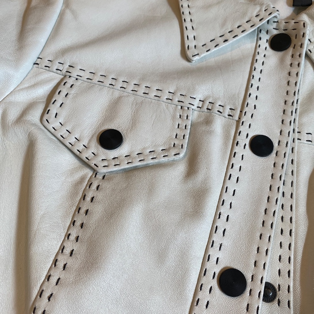 Vintage White Leather Jacket